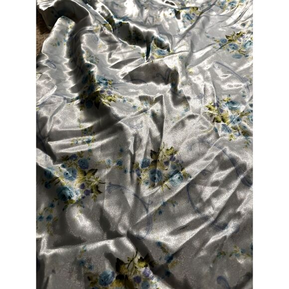 Cottagecore Satin Nightgown XXL Blue Floral Lace Trim Slip Sleepwear Lingerie - Picture 8 of 9